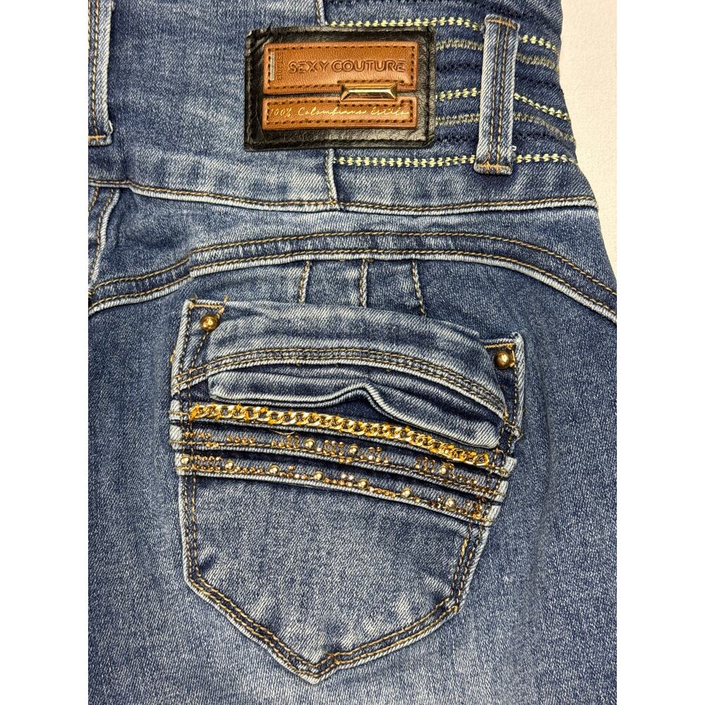 Sexy Couture Women's Embellished Pocket  Heart Shape Cut  Jeans -11 (28x29)*